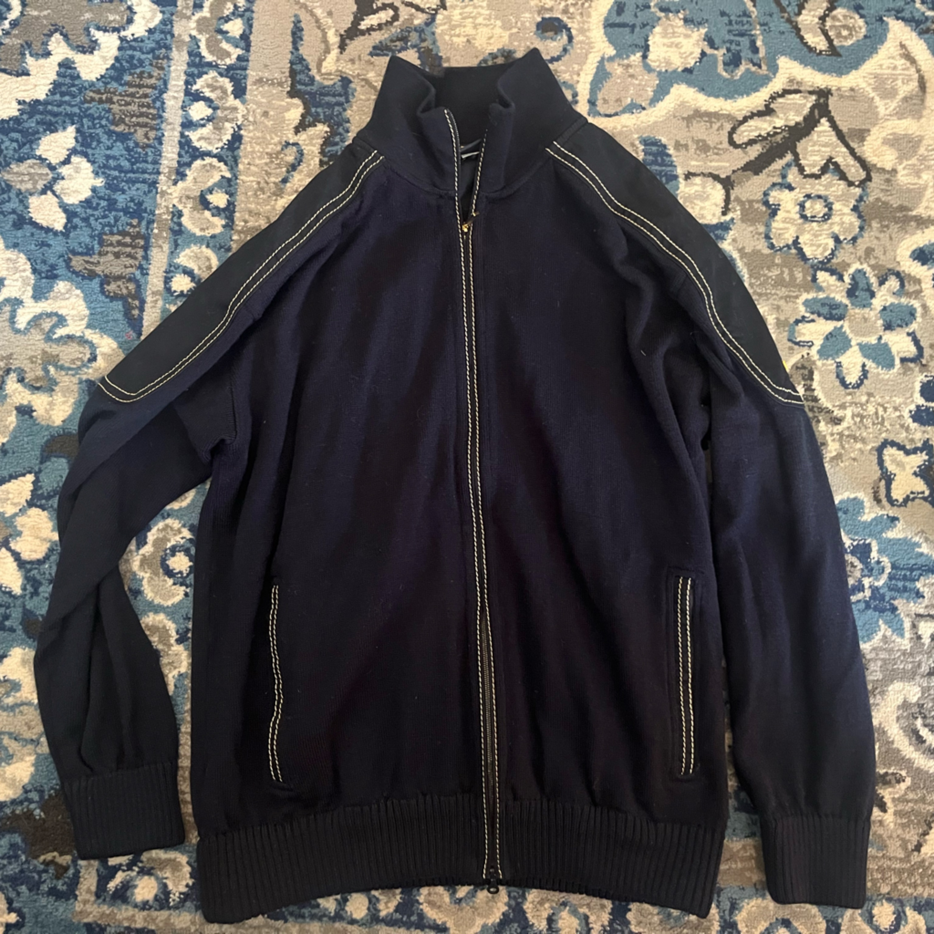 Paul  Shark Quiet Luxury Navy Sweater FullZip Pockets 100 Wool Retail 1200